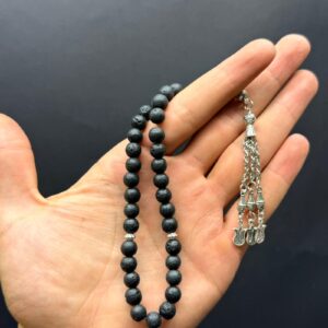Özel Ahşap Kutulu 33’lü Lav Taşı Tesbih – Küre Kesim