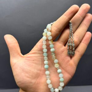 Özel Ahşap Kutulu 33’lü Amazonit Taşı Tesbih – Küre Kesim